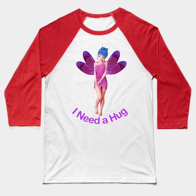 I need a hug elf fairy faerie in pink cute and sad Baseball T-Shirt by Fantasyart123